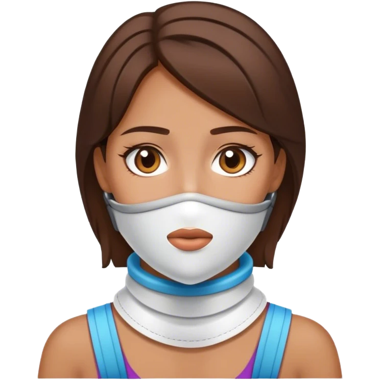 Tan brunette with a neck brace emoji