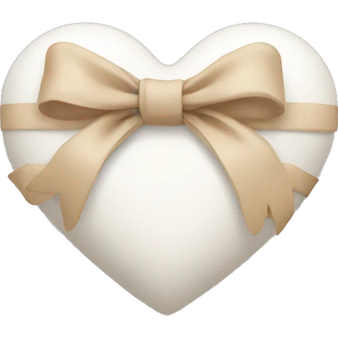 white heart with beige bow emoji