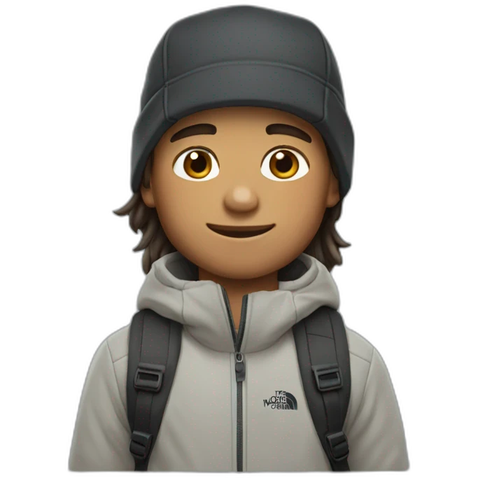 boy mi-long hair with north face cap emoji