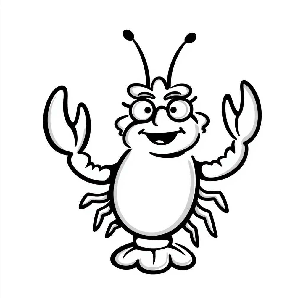 senior lobster with white hair and glasses, elderly lobster character with white eyebrows and whiskers, wearing round glasses emoji