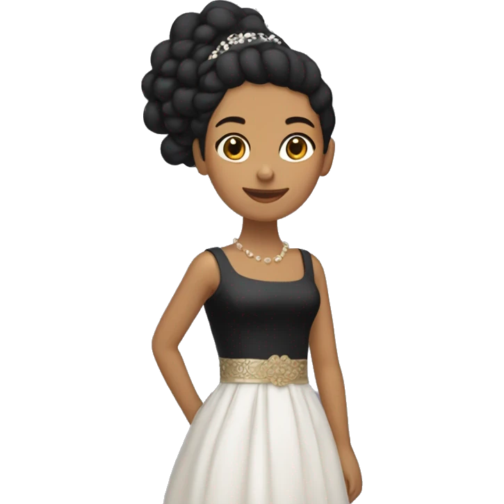 Chica morena con vestido negro y una mano en a cintura  emoji