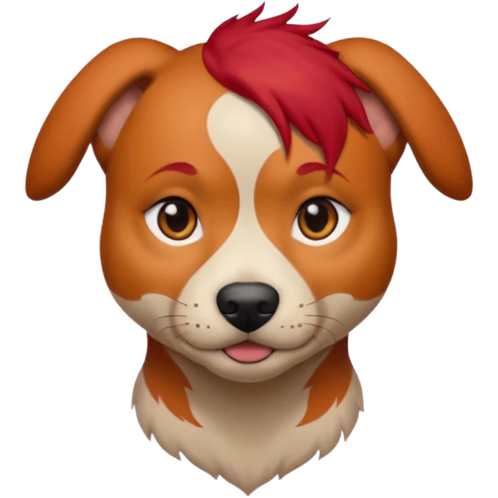 dog with tattoed face and red hair emoji