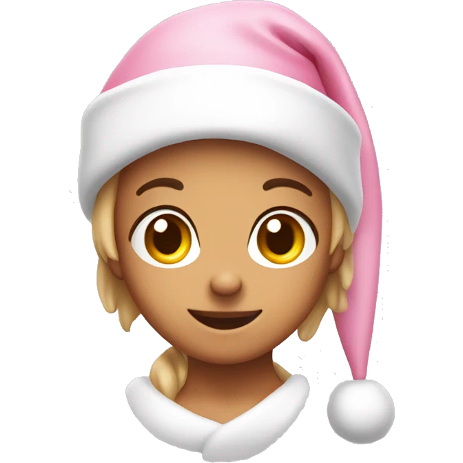 a cute dear with a pastel pink santa hat emoji