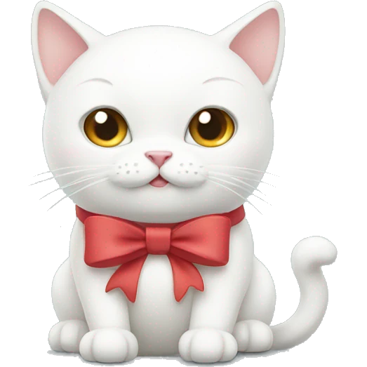white cat with a bow  emoji