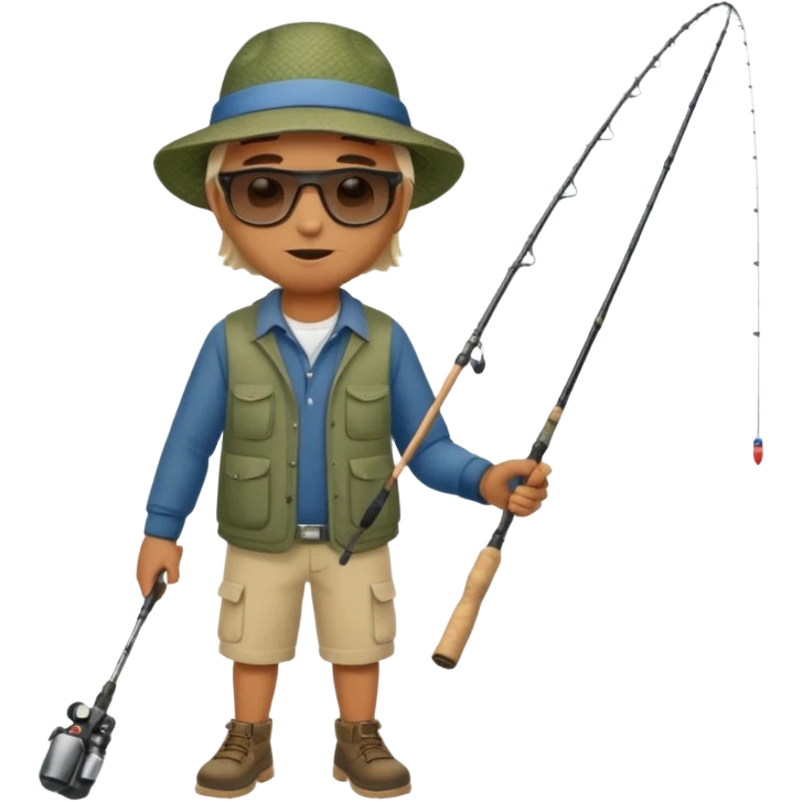 Man in motion casting a fishing rod full body emoji