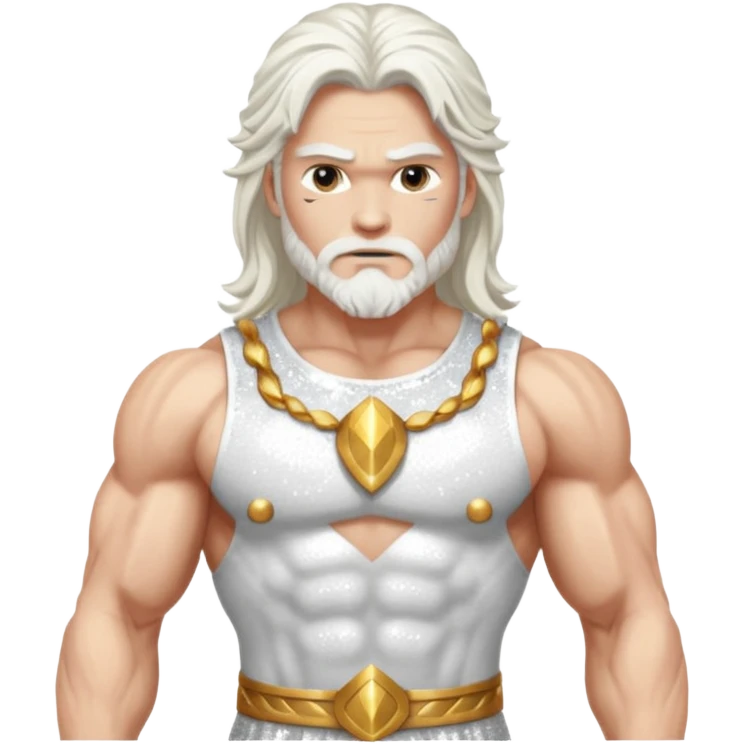 Jupiter, God of Thunder from Gods and Goddesses with long white hair, white sequin outfit emoji