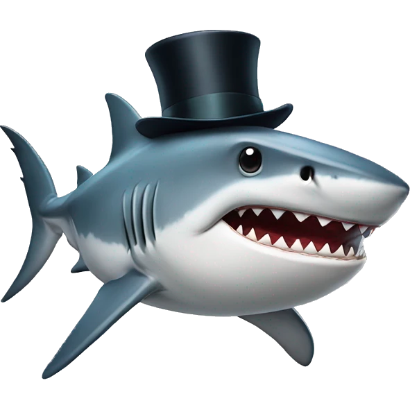 Shark with a top hat emoji