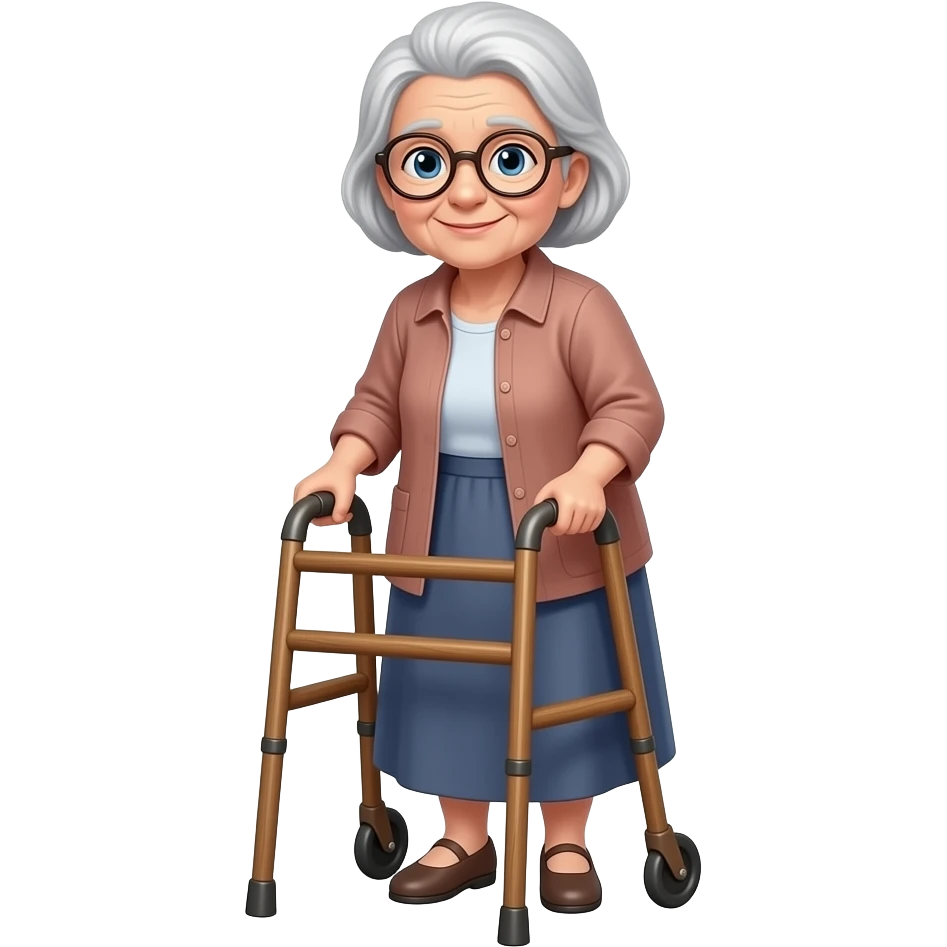 old woman with walker emoji