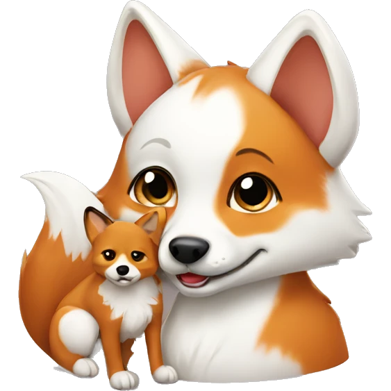 fox cub with white dog emoji