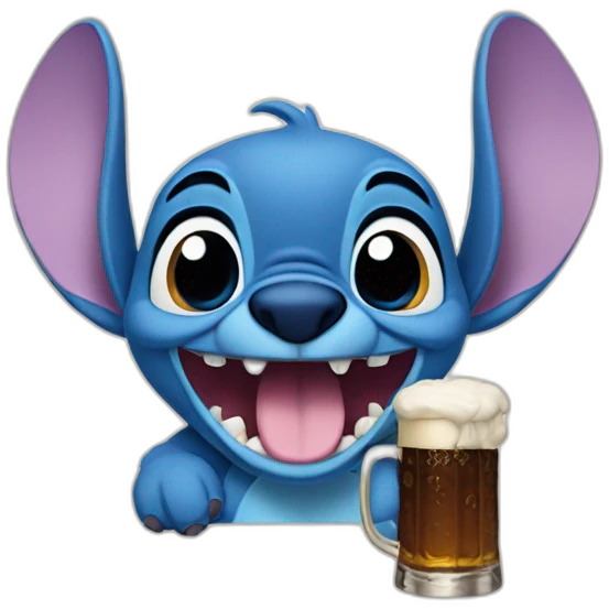 Stitch de Disney qui bois une bière emoji