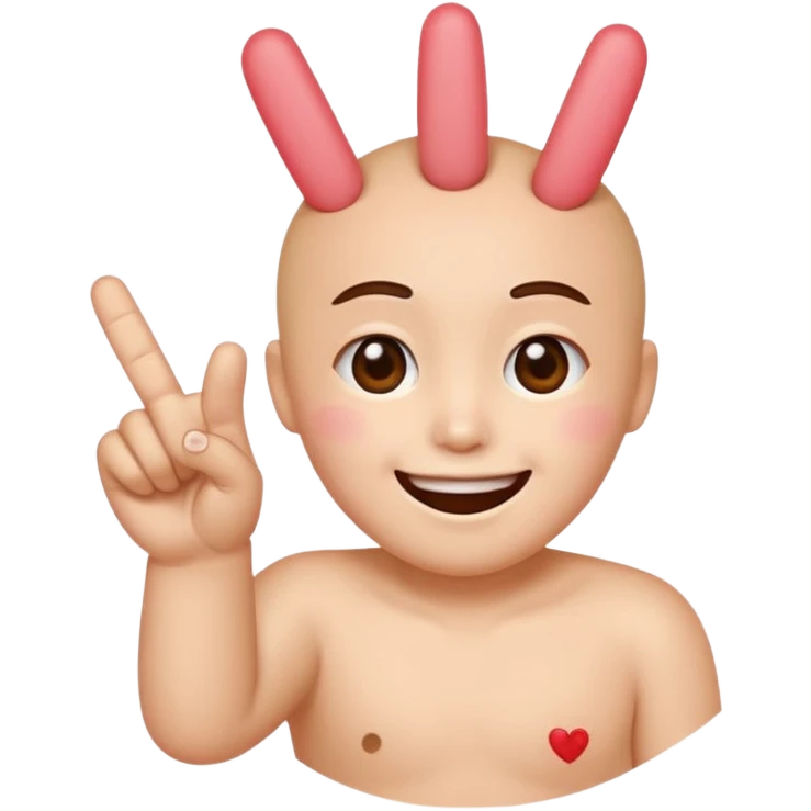 A Smiling Face with Smiling Eyes emoji with a hand korean finger heart emoji that has the middle finger sticking out emoji