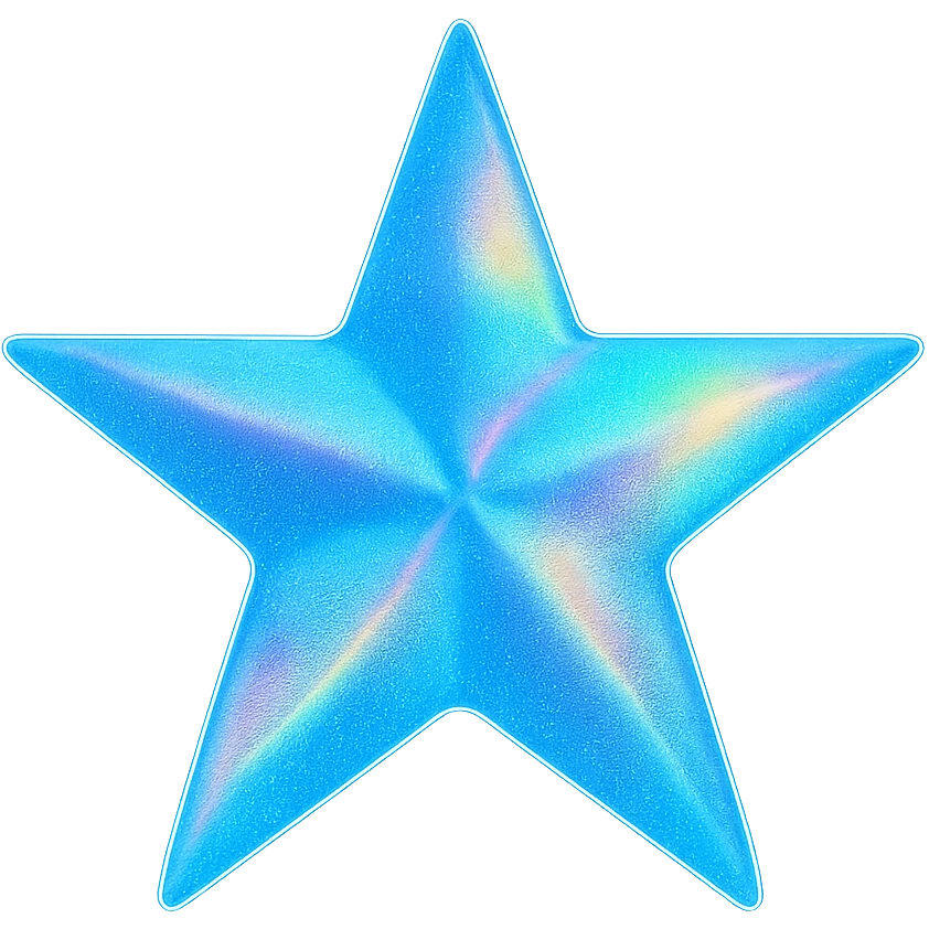 star with a holographic effect, blue, no background emoji