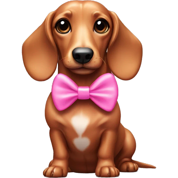 Sausage dog with pink bow emoji