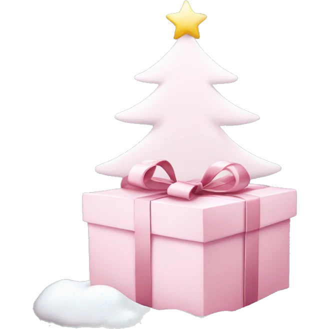 Light pink Christmas gifts under a white Christmas tree emoji