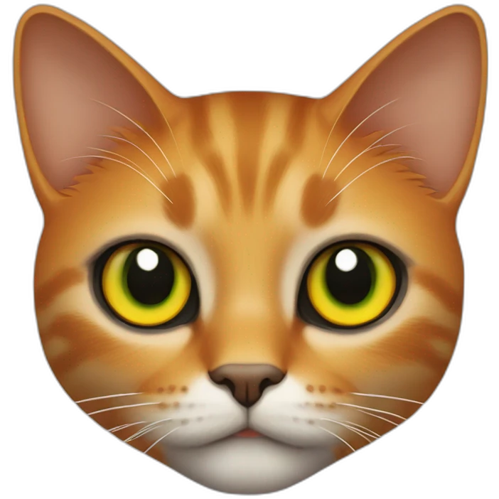 Orange and back cat with  aspots on the body, yellow eyes and green pupils emoji