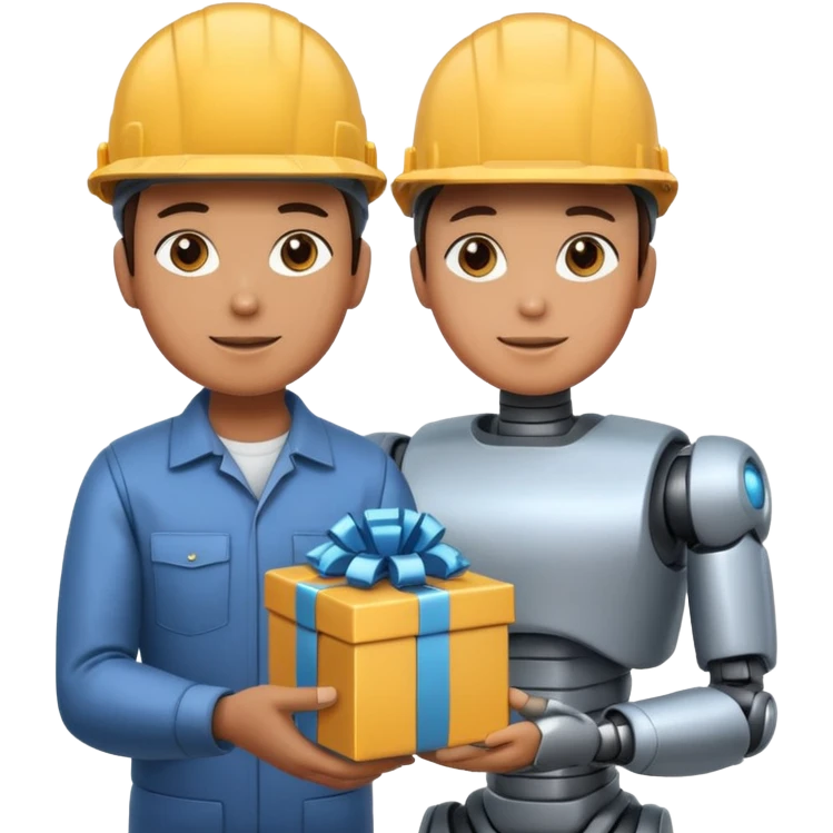 robot gift with an  worker emoji