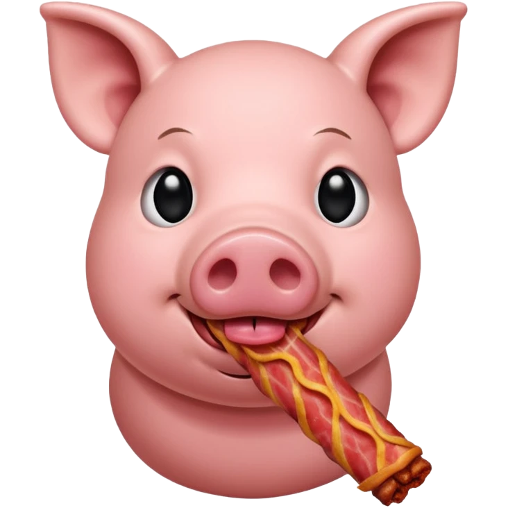 Pig eating bacon emoji