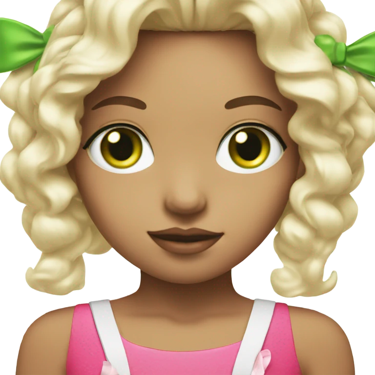 hot pink white girl with green eyes and bows emoji