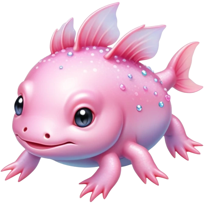 Sparkly glossy Pastel iridescent cute baby  axolotl emoji