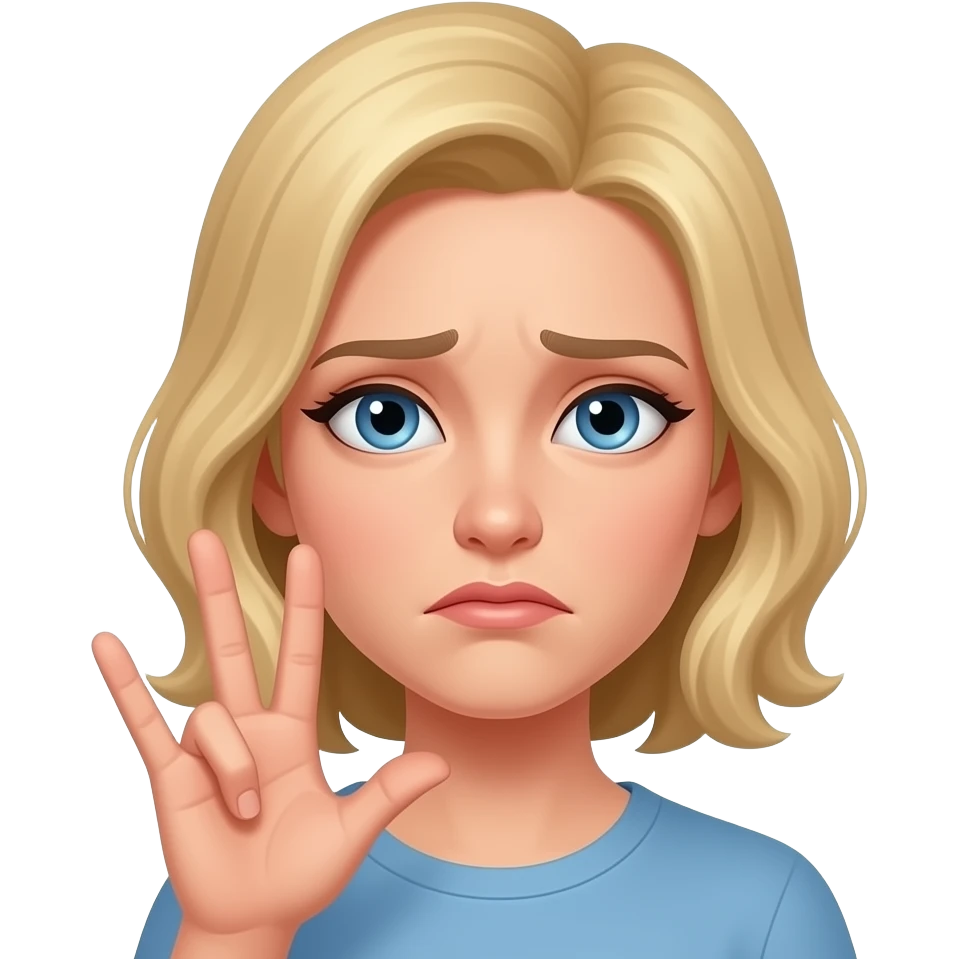 Sarışın gözlüklu kadin baş parmagini ,isaret ve orta parmaginin arasina soksun yapsin emoji