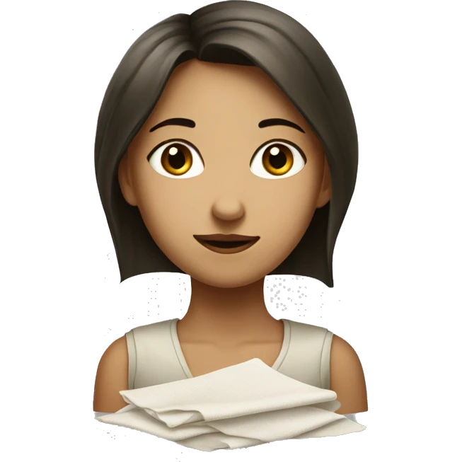 traditional portrait of a girl with a napkin in one nostril emoji