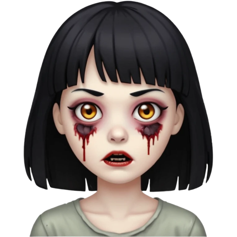 zombie feminina com cabelo preto e franja emoji