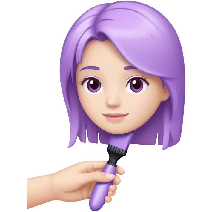 pastel purple hand holding a pastel purple hair brush, Apple iOS style emoji emoji