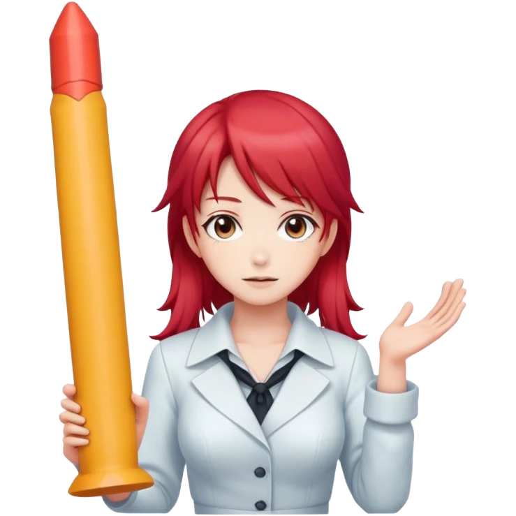 Anime girl with red pubic hair and gigantic dildo emoji