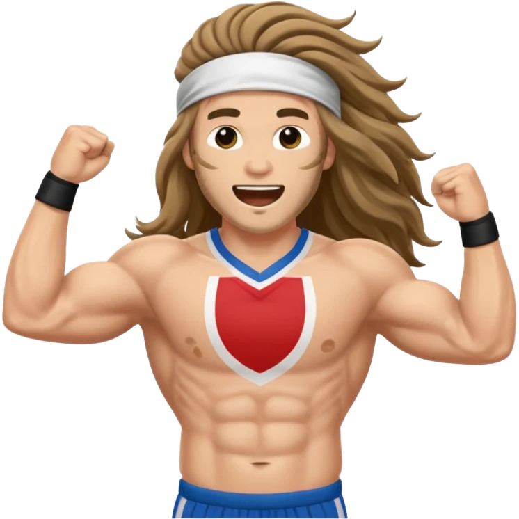 Long Haired Football Players, Player celebrating goal with headband, full body emoji