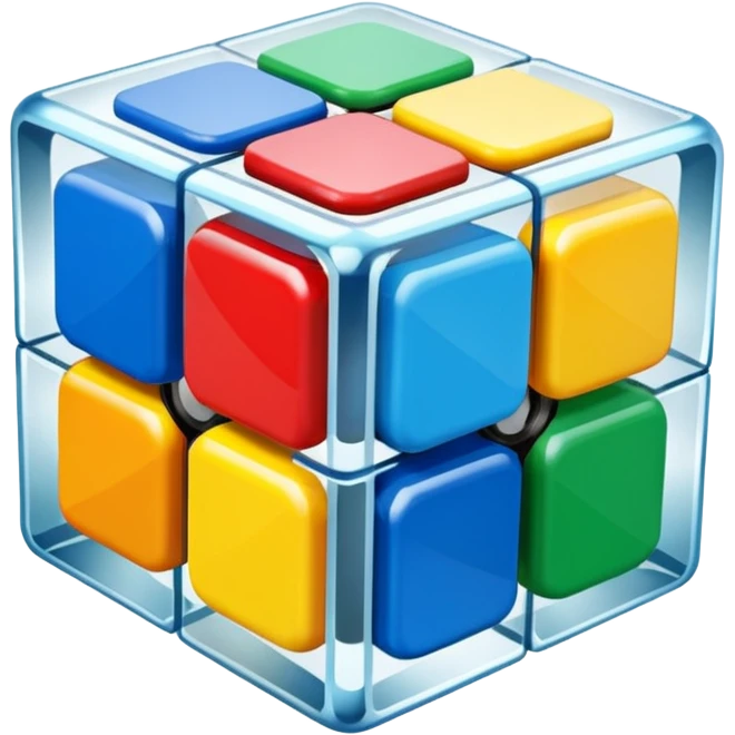 Transparent glass Rubix cube emoji