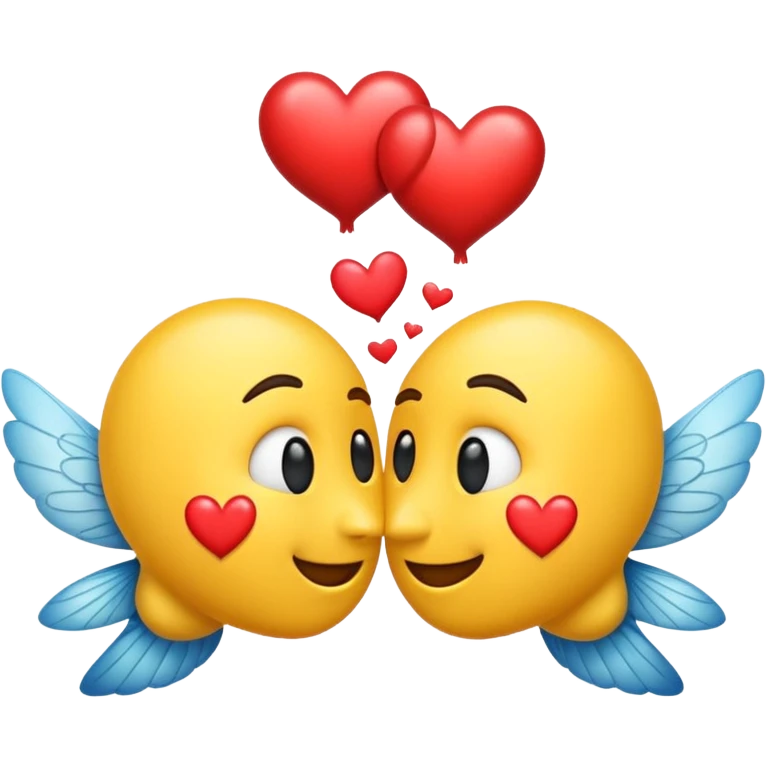 Kissing emoji with fly away hearts emoji