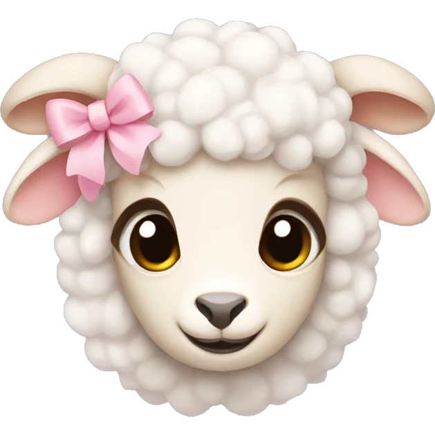 Lamb with light pink bows on ears emoji