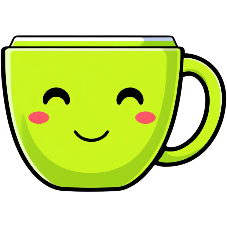 Cute tea cup with a happy face emoji