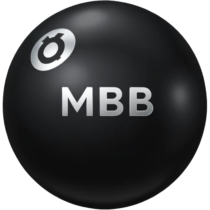 Black Ball with MB written on in the middle of it. Nothing else no holes or anything. emoji