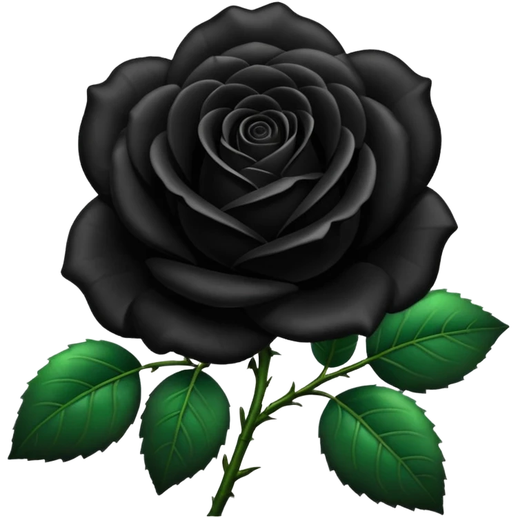 Rosa negra con hojas verdes  emoji