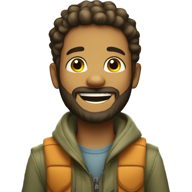 cheerful boy in nature add braces and fuller beard emoji