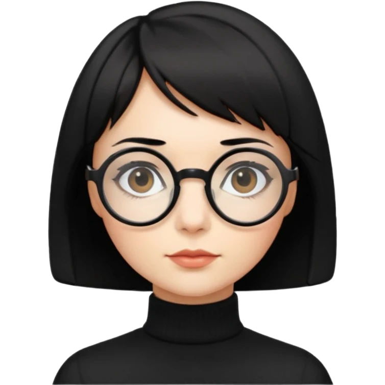 round glasses 검정 목폴라 단발 emoji