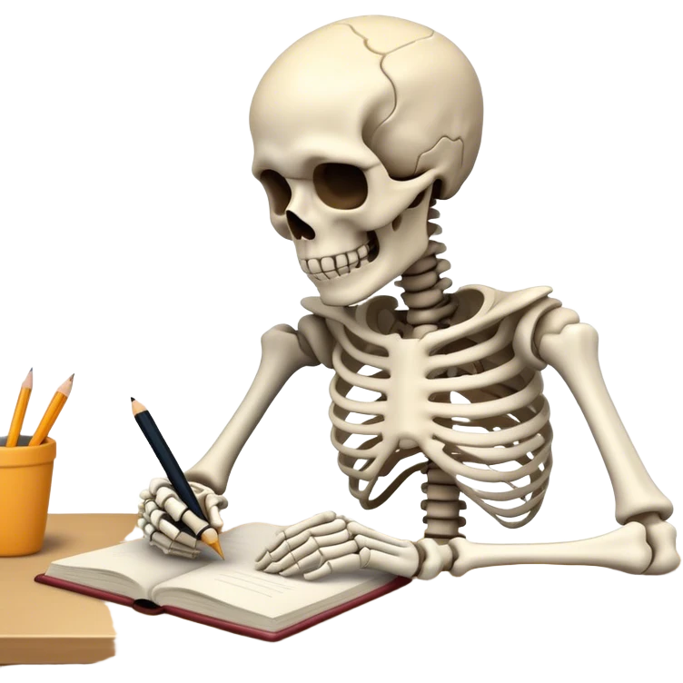 skeleton doing homew emoji