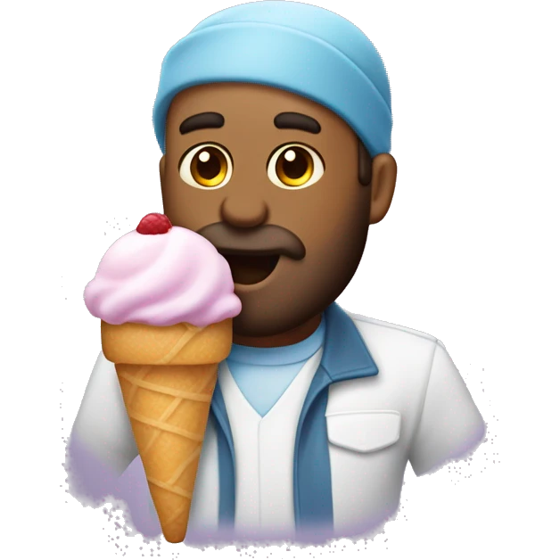 un hombre calvo con barba sujetando un helado emoji