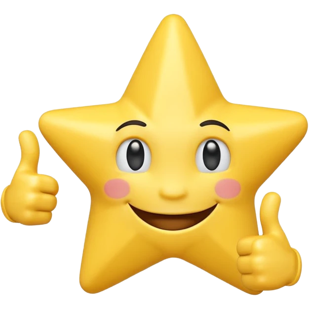 3D a smiling happy star with both hands doing thumbs up  emoji