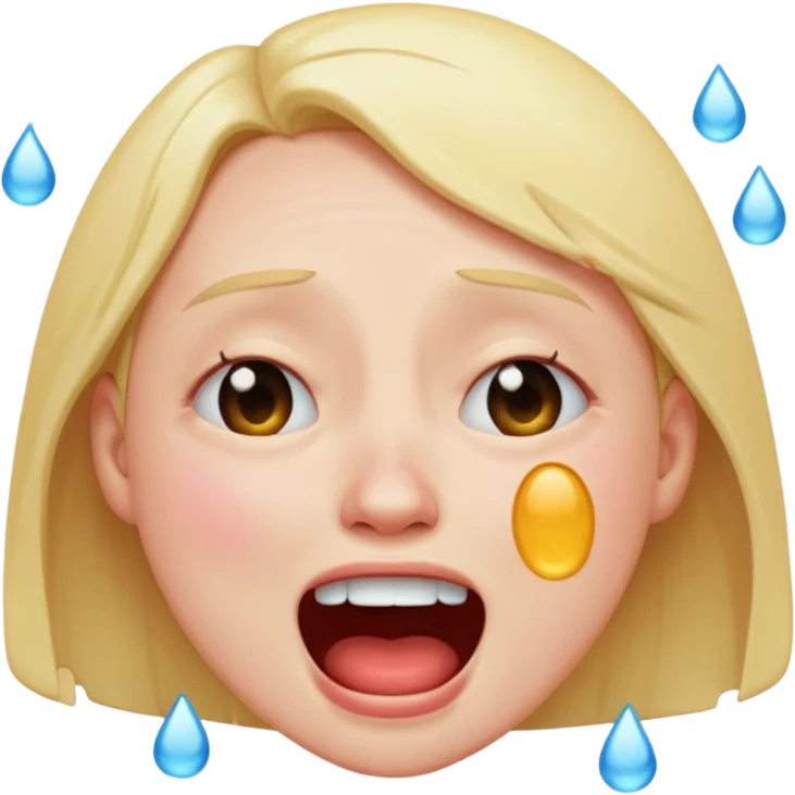 crying laughing emoji, over-the-top expression, huge tears, tilted head emoji