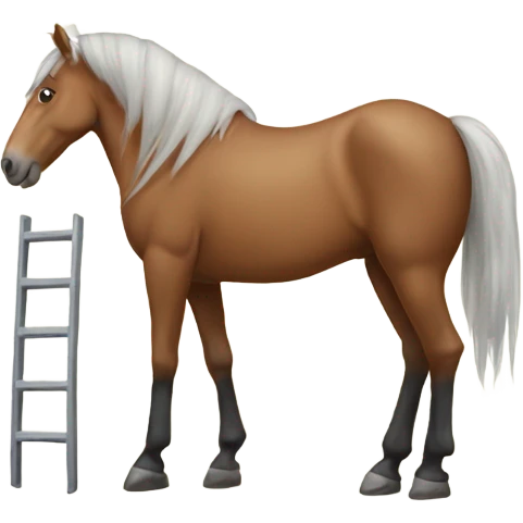 Horse with really long legs and a ladder emoji