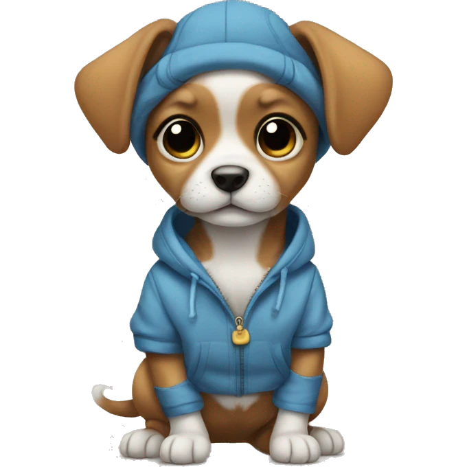 Small puppy wearing clothes  emoji