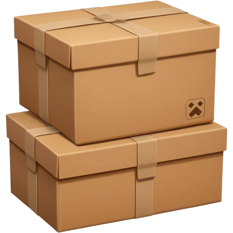 three brown paper boxes emoji