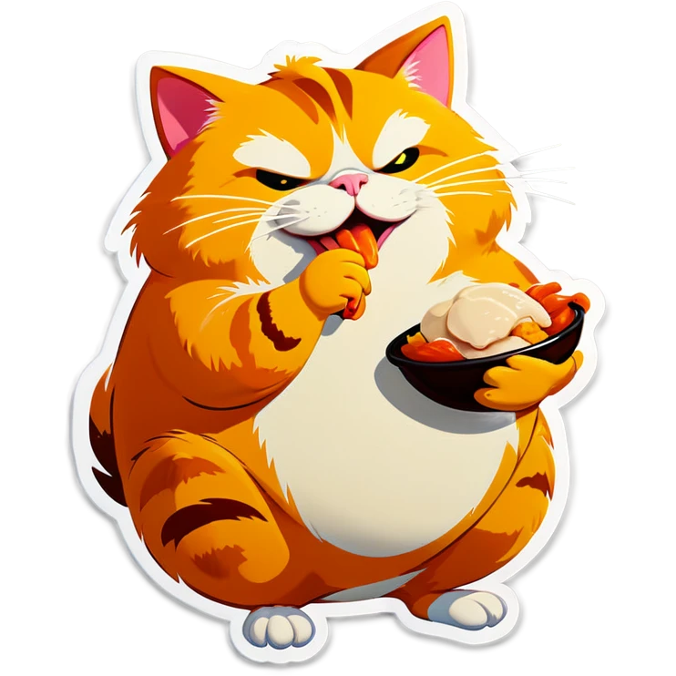 fat cat eating chicken emoji