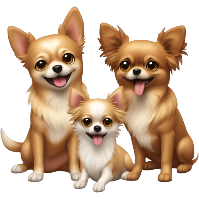3 dogs playing: 2 chihuhua and 1 pomeranian emoji