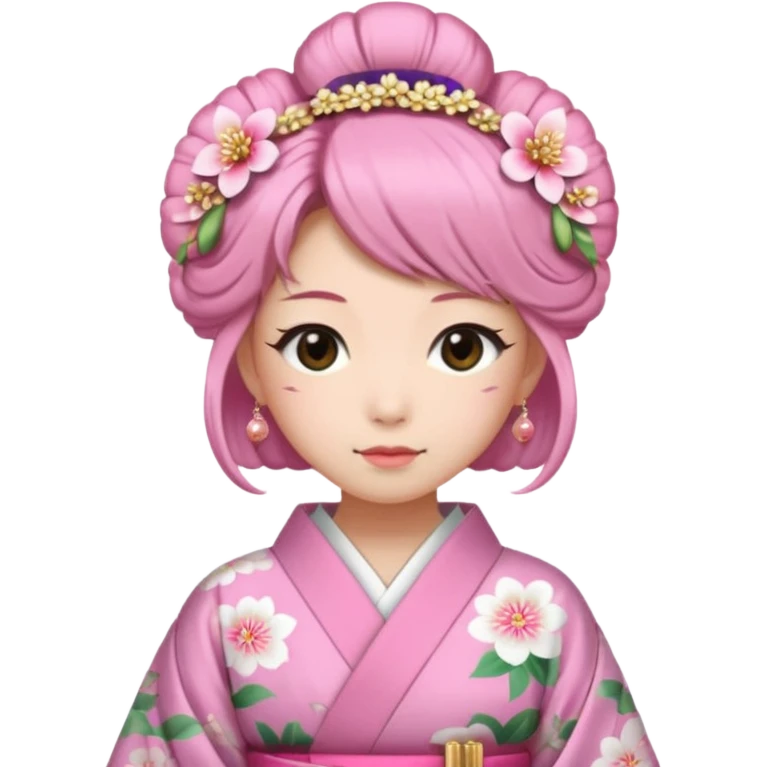 Japanese Princess with floral hairpin, pink emoji