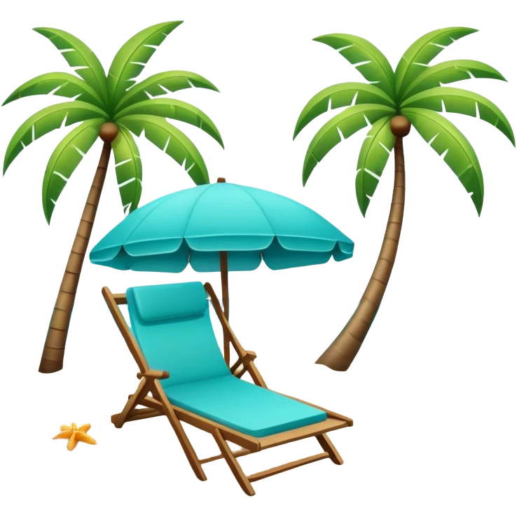 Beach paradise with palm trees and lounge chair emoji