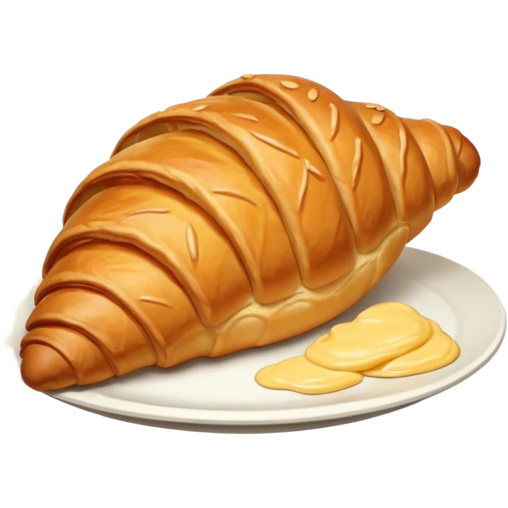 Croissant on the white plate emoji