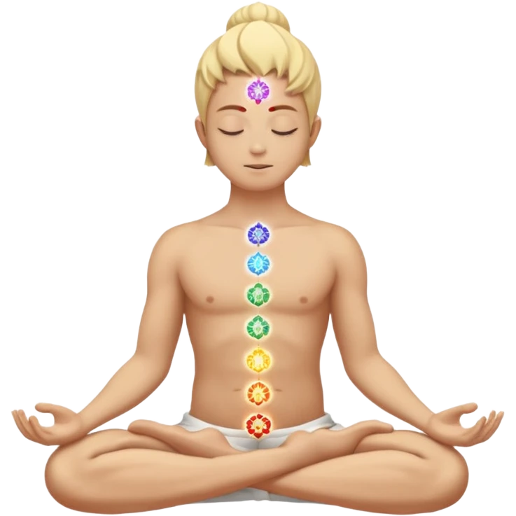 A meditating human figure with glowing chakras. emoji